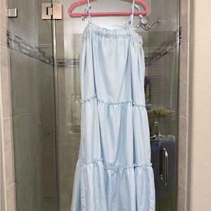 Light Blue Tiered Maxi Dress